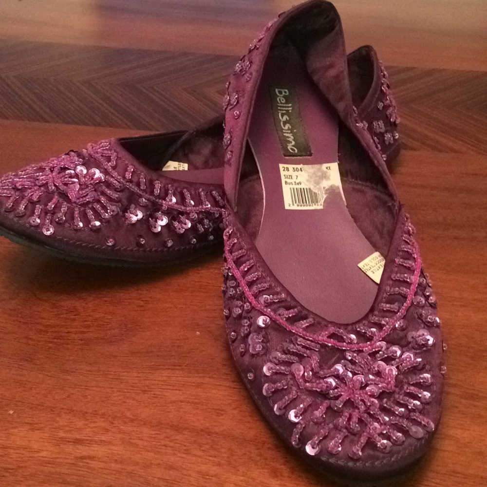 Bellissimo Plum Sequined Ballet Flat SZ 7